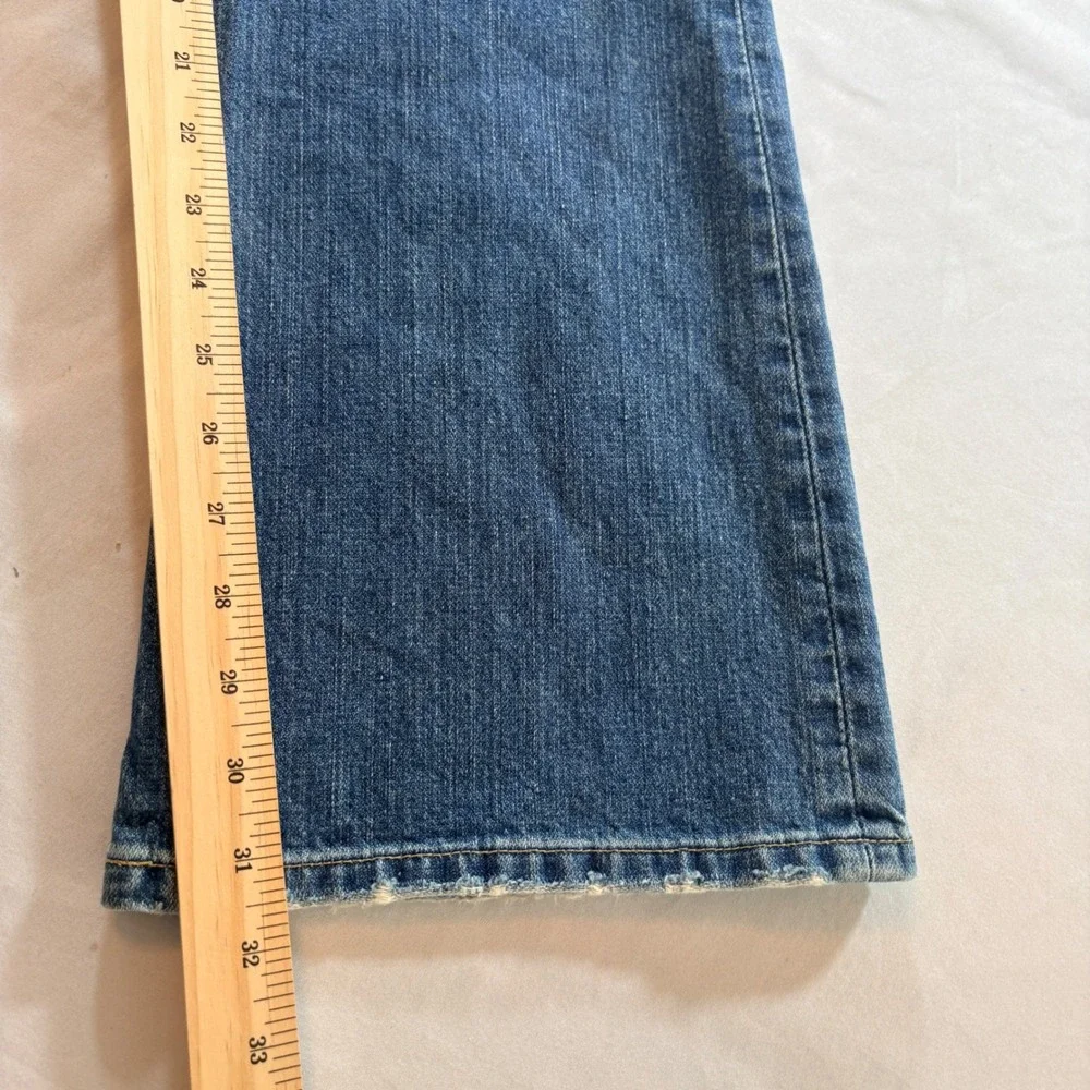 BKE Culture Jeans Mens 32x31.5 Medium Wash Flare Leg 100% Cotton Distressed Blue